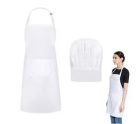 Tablier de Cuisine Toque de Chef, Tablier Artistique Réglable,Blanc Tablier Avec Poches,Tablier Cuisine Professionnel pour Cuisine,Tablier Cuisine Homme Tablier Barbecue,Prévenir les Taches