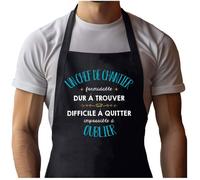 Tablier de cuisine - Un chef de chantier Formidable Homme - Noir - Coton épais - Impression française durable