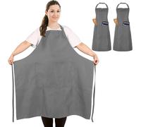 Tablier de cuisine unisexe - Idéal pour cuisiner et pâtisser - Fabriqué en polyester imperméable - Dimensions : 90 x 100 cm - Couleur : gris