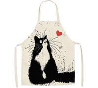Tablier de cuisine unisexe tablier dessin animé de barbecue en coton et lin - C