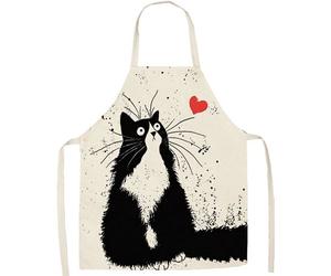 Tablier de cuisine unisexe tablier dessin animé de barbecue en coton et lin - C