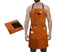 Tablier de soudage, cuir de vachette résistant, design ajustable, marron