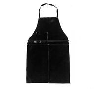 Tablier de soudage en cuir de vache résistant à la chaleur avec poches et boucles réglables pour bouclier anti-étincelles pour travail du métal, noir, 90 x 60 cm