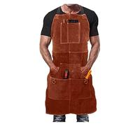 Tablier De Soudeur En Cuir Vache, 6 Grandes Poches | Utilisation Atelier, Couvre La Poitrine Jusqu'aux Genoux(60CM*90CM)