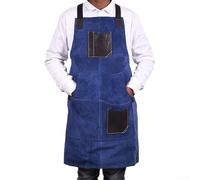 Tablier de soudure double face en velours avec sangles réglables et plusieurs poches pour la menuiserie, la soudure de cuisine, le travail d'équipement de protection avec bordure en cuir synthétique
