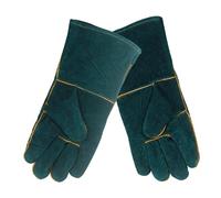 Tablier de soudure, Gants de travail de sécurité en cuir à manches longues, résistants à la chaleur et ignifugés, for le soudage à la forge.(Green 35cm)