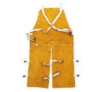 Tablier de soudure résistant à la chaleur, avec poche à outils, en cuir, de couleur jaune