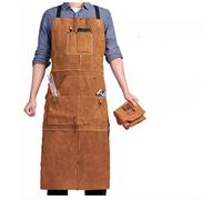 Tablier de travail pour homme - 1 pièce, cuir, anti-chaleur, ignifuge, 6 poches, réglable - Convient pour soudeur/menuis Étiquette