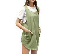 Tablier en coton et lin doux uni de style japonais, deux poches, bord rond