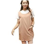 Tablier en coton et lin doux uni de style japonais, deux poches, bord rond