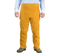 Tablier en cuir de vache fendu pour soudeur, résistant à la chaleur et ignifuge, taille réglable 28-51 pouces, protection jaune pour le soudage et le travail des métaux