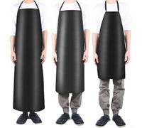 Tablier en cuir PVC imperméable et résistant à l'huile pour le nettoyage de la cuisine, le travail, plusieurs tailles, protection robuste, résistant à l'usure, sangle de cou confortable, noir et