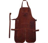 Tablier en daim des deux côtés pour soudeur, résistant à la chaleur et ignifuge, avec double et rivets, bandoulière réglable pour le travail du métal et la forge, 60 (marron 2)