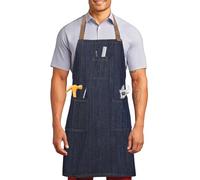 Tablier en Denim Coton pour Hommes Femmes, Tablier de Chef Professionnel avec Grandes Poches pour Cuisine Jardinage BBQ Coiffeur Barista Restaurant, Tablier de Travail en Jean Lourd Taille Réglable