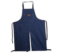 Tablier en denim fendu à jambes fines pour poterie, avec bretelle de cou ajustable pour artiste