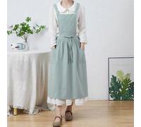 Tablier en lin pour femmes, réglable à la taille, doux et confortable, avec poches, convient pour le jardinage, la cuisine, la salle de bain, la maison et autres occasions Beige,Rose,gris bleu,vert cl