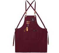 Tablier en Toile avec Sangle Réglable et 3 Poches pour Homme Femme | Tablier de Cuisine à bretelles Croisées, Tablier de travail résistant à l'eau pour Serveurs, Barbecue, Coiffeur, Bar, Artiste
