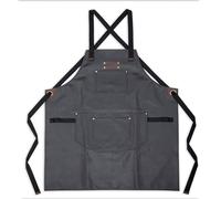 Tablier en toile enduite et cuir noir Livoo