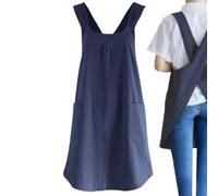 Tabliers croisés pour femmes avec poches | Tablier en lin de coton doux de style japonais - Tabliers pour femmes avec 2 poches, tabliers de chef pour le jardinage de pâtisserie, tablier de cuisson