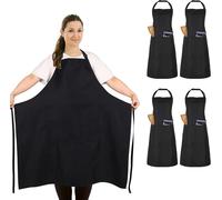 Tabliers de cuisine - Ensemble de 4 tabliers - Idéal pour cuisiner et pâtisser - Design réglable - Couleur : noir