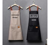 Tabliers de cuisine imperméables avec Logo imprimé brodé personnalisé, vêtements de cuisson pour Chef à domicile avec poches, sac de taille pour bavoir pour adulte Black
