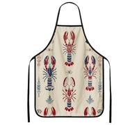 Tabliers de homard pour la cuisine, tablier de cuisine nautique pour adultes, tablier d'été, bord de mer, barbecue, travail de chef, crème, 24x31 Inch