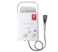 TABODD 6L Chauffe-eau à Gaz Propane, 12KW Chauffe-eau Instantané GPL Brûleur Portatif de Chauffe - eau Instantané sans Réservoir avec Kit Douche pour la Petit Camping Résidentiel, Blanc