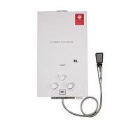 TABODD 8L Chauffe-eau à Gaz Propane, 16KW Chauffe-eau Instantané GPL Brûleur Portatif de Chauffe - eau Instantané sans Réservoir avec Kit Douche pour la Petit Camping Résidentiel, Blanc