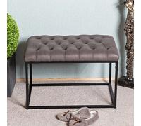 Tabouret 60x40x45 cm en PU anthracite et métal noir