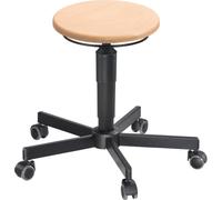 Tabouret 9002 A1-TR-B Roulettes en hêtre clair.