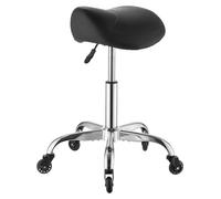 Tabouret à dossier sur roulettes, capacité de poids de 226,8 kg, hauteur réglable, roulettes silencieuses, siège ergonomique en cuir PU, tabouret pivotant à 360° sur roulettes, idéal pour salon de coi