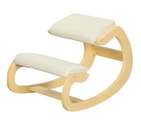 Tabouret à genoux 85/55/55 cm blanc crème en bois avec base à bascule
