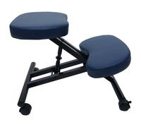 Tabouret à genoux HWC-E10, tabouret d'assise, réglable en hauteur, roulettes, similicuir, métal, certifié MVG bleu