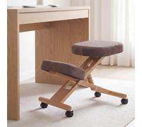 Mendler Chaise à Genoux HWC-Q46, Chaise à Genoux réglable en Hauteur sur roulettes, Brun