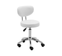 Tabouret à roulette avec dossier - 46 - 60 cm - 150 kg - Blanc | physa