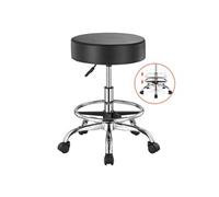 VEVOR Tabouret à roulettes avec repose-pieds, capacité de poids 204 kg, rond tabouret roulant, hauteur réglable, chaise pivotante en cuir PU épais, pour salon, spa, massage, tatouage, clinique, noir