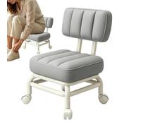 Tabouret à roulettes banc rembourré épais et imperméable pivotant à 360 | Petit tabouret roulant avec pour bureau à domicile garage atelier studio coiffeuse cuisine salle de Gris