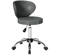 Tabouret à roulettes - HOMCOM - hauteur réglable et dossier - pivotant 360° - 45 x 54 x 73-88 cm - PU - gris
