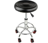 Tabouret à Roulettes - PU - Noir - Réglable en hauteur - Intérieur