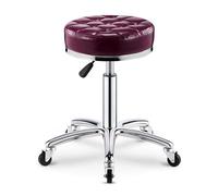 Tabouret à roulettes rond réglable en hauteur avec coussin en cuir PU ultra épais pour salon, bar, maison, bureau, tatouage, massage