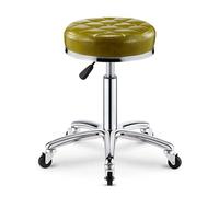 Tabouret à roulettes rond réglable en hauteur avec coussin en cuir PU ultra épais pour salon, bar, maison, bureau, tatouage, massage