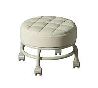Tabouret à roulettes Rotatif à 360 ° Mini Tabouret Mobile Faible Bruit Robuste Robuste Facile à déplacer Tabouret de ménage Paresseux Chaise pivotante, Beige
