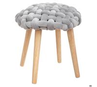 Atmosphera - Tabouret design tricot scandinave Cosy - Diam. 43 cm - Gris - Cosy Gris G
