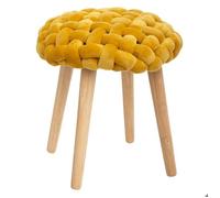 Atmosphera – Tabouret tricot Cosy – Design scandinave, Ø 43 cm – Jaune moutarde