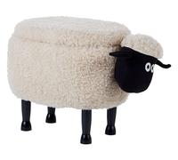 Tabouret Animal Pouf Ottoman pour Enfant avec Coffre en Forme de Mouton Beige Sh