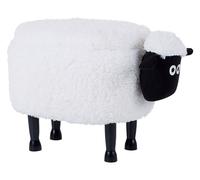 Tabouret Animal Pouf Ottoman pour Enfant avec Coffre en Forme de Mouton Blanc Sh