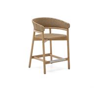 Tabouret Arinella en bois d'acacia massif, finition naturelle et corde beige, 65 cm, certifié FSC 100 %.