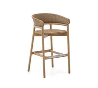 Tabouret Arinella en bois d'acacia massif, finition naturelle et corde beige, 75 cm, certifié FSC 100 %.