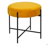 Tabouret ""Arty"" velours jaune moutarde - Atmosphera Créateur d'intérieur