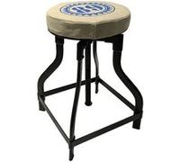 Tabouret atelier vintage à crémaillère en métal assise toile imprimée - SOLAL - ALTOBUY Beige